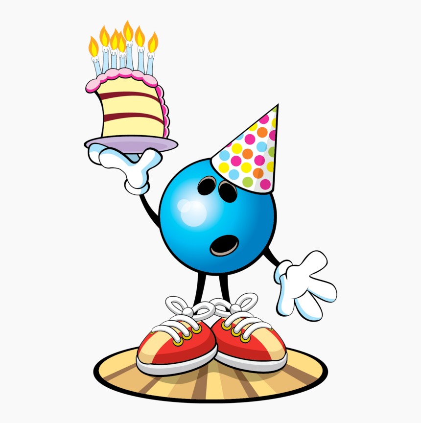 Bowling ball with a slice of birthday cake
